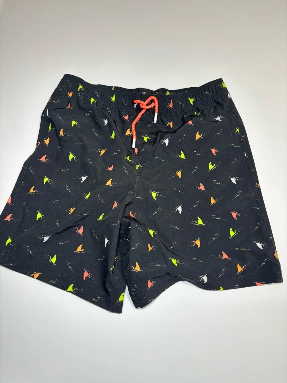 Boys  Black Swim Shorts with Neon Surf Print size 14-16